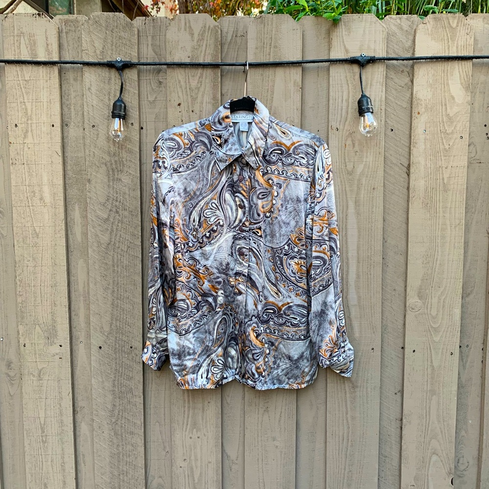 Vintage Silk Button Down Blouse - Size S
